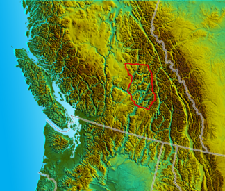 Ungefähre Grenzen des Shuswap Highlands