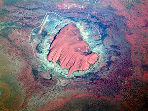 Aerial view of Uluru.