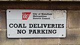 This sign found attached on Wakefield Town Hall shows the former logo and branding