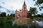 Red castle, pond in front