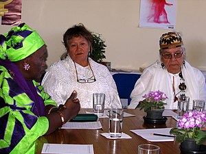 Grandmothers Bernadette, Margaret & Agnes during a conference