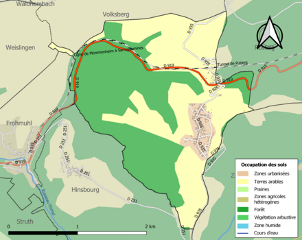 Carte en couleurs présentant l'occupation des sols.