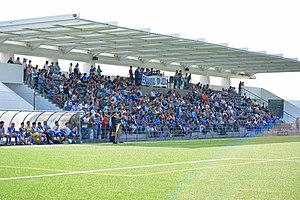 Bancada principal do estádio do Parque Desportivo de Oliveira de Frades.