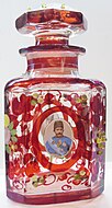 Persian bottle with portraits of Qajar rulers, 19th-century