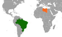 Map indicating locations of Brazil and Libya