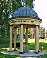 The Columbian Fountain's domed pavilion is a modern reproduction