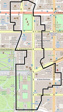 A map of the Financial Historic District boundaries