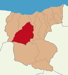 Map showing Dereli District in Giresun Province