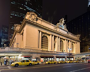 Grand Central's facade at night