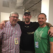 Filmmaker Kevin Cramer and Artist Jason Tetlak with ESPN analyst Bob Ley at the Key West Film Festival