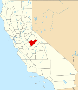 Map of California highlighting Mariposa County