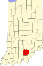 Washington County's location in Indiana