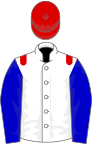 White, blue sleeves, red epaulets and cap