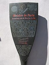 Panneau Histoire de Paris Maison Rose de Maurice Utrillo