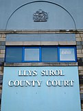 Bilingual Welsh and English sign at Pontypridd County Court