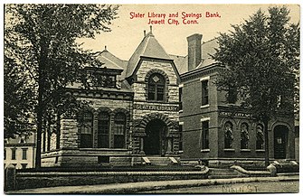 Slater Library and a bank, 1908
