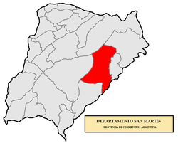 location of San Martín Department in Corrientes Province