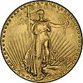 Image 12 1933 double eagle Photo: United States Mint The 1933 double eagle is a gold coin of the United States with a $20 face value. 445,500 specimens of this Saint-Gaudens double eagle were minted in 1933, the last year of production for the double eagle, but no specimens ever officially circulated, and nearly all were melted down due to the discontinuance of the domestic gold standard in 1933. It currently holds the record for the highest price paid at auction for a single U.S. coin, having been sold for $7.59 million. More selected pictures