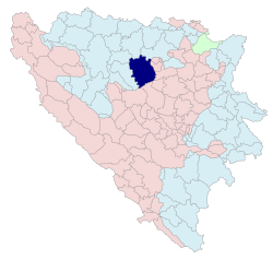 Location of Teslić within Bosnia and Herzegovina