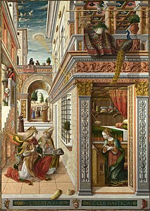 The Annunciation, with Saint Emidius, by Carlo Crivelli