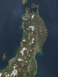 東北地方の衛星画像