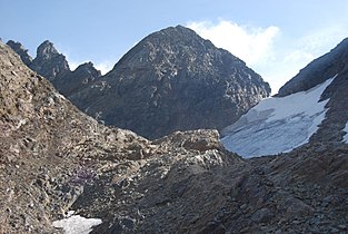 La vedretta di Scais. All'estrema sinistra si intravede la Punta Scais.