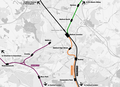 Map of railways around Watford town centre, showing Watford North