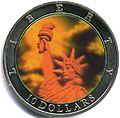 Image 51Holographic coin from Liberia features the Statue of Liberty (Liberty Enlightening the World) (from Coin)