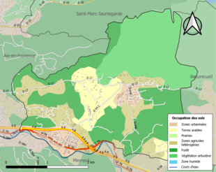 Carte en couleurs présentant l'occupation des sols.