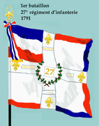 Drapeau du 1er bataillon du 27e régiment d'infanterie de ligne de 1791 à 1793