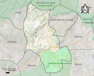 Carte de la ZNIEFF de type 1 sur la commune.