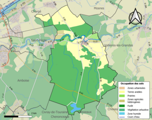 Carte en couleurs présentant l'occupation des sols.