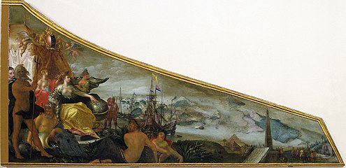 Harpsichord Lid showing an Allegory of Amsterdam as the Centre of World Trade