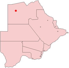 Location of Gumare in Botswana