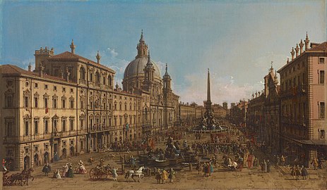 Vue de la piazza Navona par Canaletto 1750-1751