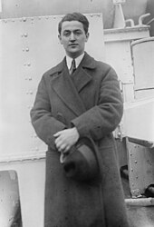 Black and white photo of Dushkin on a ship