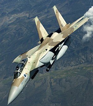 מטוס קרב F-15I רעם שלחיל האוויר הישראלי, כפי שצולם בתרגיל רד פלאג בשמי נבדה.