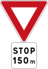 Stop sign 150 metres ahead