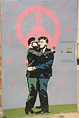Mural in Penelles (Lleida) depicting Kim Jong Un and Donald Trump kissing