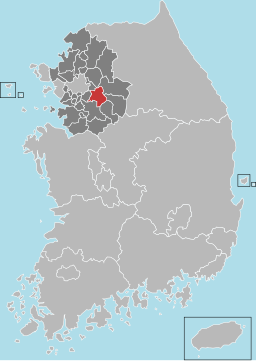 Gwangjus läge i Gyeonggi och Sydkorea.