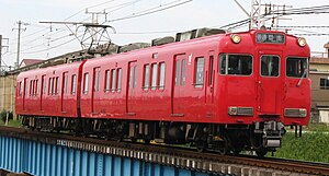 An image of a Meitetsu 6000 series EMU on the Meitetsu Mikawa Line.