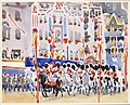 Mounted Band of The Scots Greys, Coronation Parade, 1937 by Harry Greville Wood Irwin. Painted in 1937, depicting the Coronation of King George VI of the United Kingdom.
