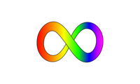 An autistic/neurodiversity pride flag featuring a rainbow infinity, based on a design from 2013