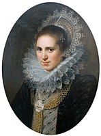 Portrait d'une jeune femme, 1615, huile sur panneau, 71 × 55 cm (Musée Boijmans Van Beuningen, Rotterdam).