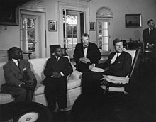 President and Minister of Finance of Rwanda meeting with President Kennedy