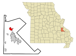Location of Bonne Terre, Missouri