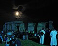 Stonehenge, druids and setting moon