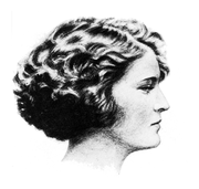 A pencil sketch of Zelda Sayre's left profile. Her hair is in a short bob characteristic of the style worn by flappers in the early 1920s.