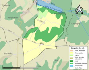 Carte en couleurs présentant l'occupation des sols.