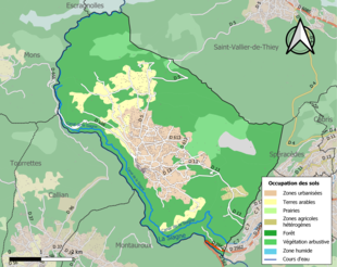 Carte en couleurs présentant l'occupation des sols.